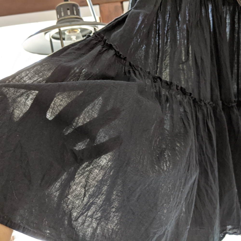 Club Monaco Black Sheer Cotton A-Line Skirt - Picture 2 of 8